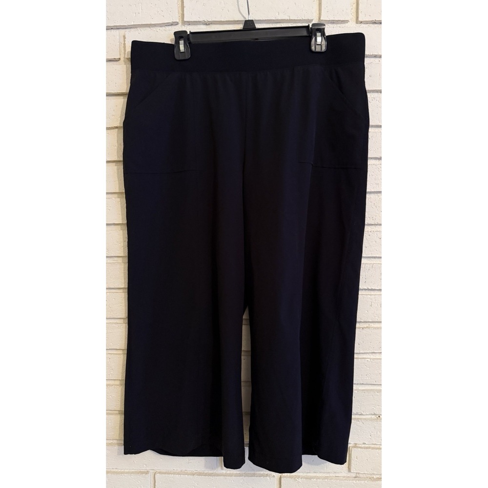 Zenergy by Chicos 2 Black Pull On Cropped Wide Leg Weekend Pants Sz Large